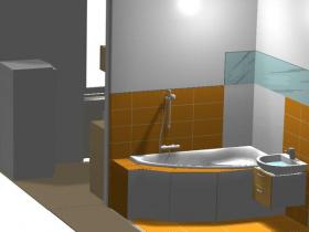 Rekonstrukce bytového jádra 3. - návrh koupelny